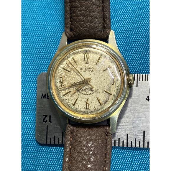 Brenko Swiss Incabloc Mens Watch 17 Jewels Gold Tone Vintage Mechanical Works! main image 9